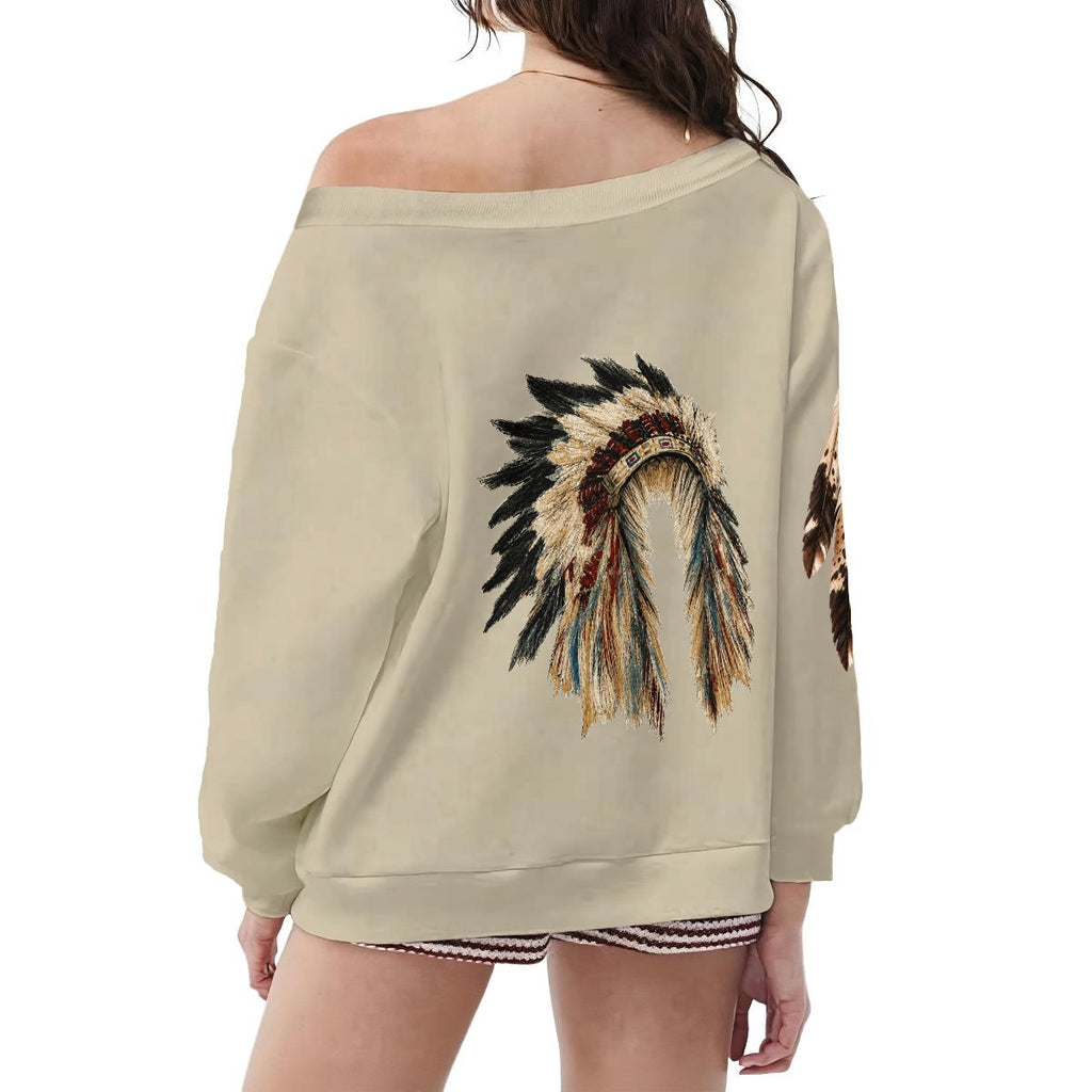God Wants You Skull & Feather Off-Shoulder Sweatshirt