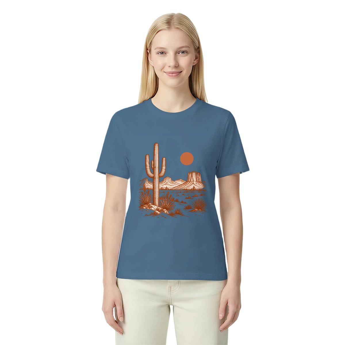 Women’s Western Desert Sunset Cactus Graphic T-Shirt
