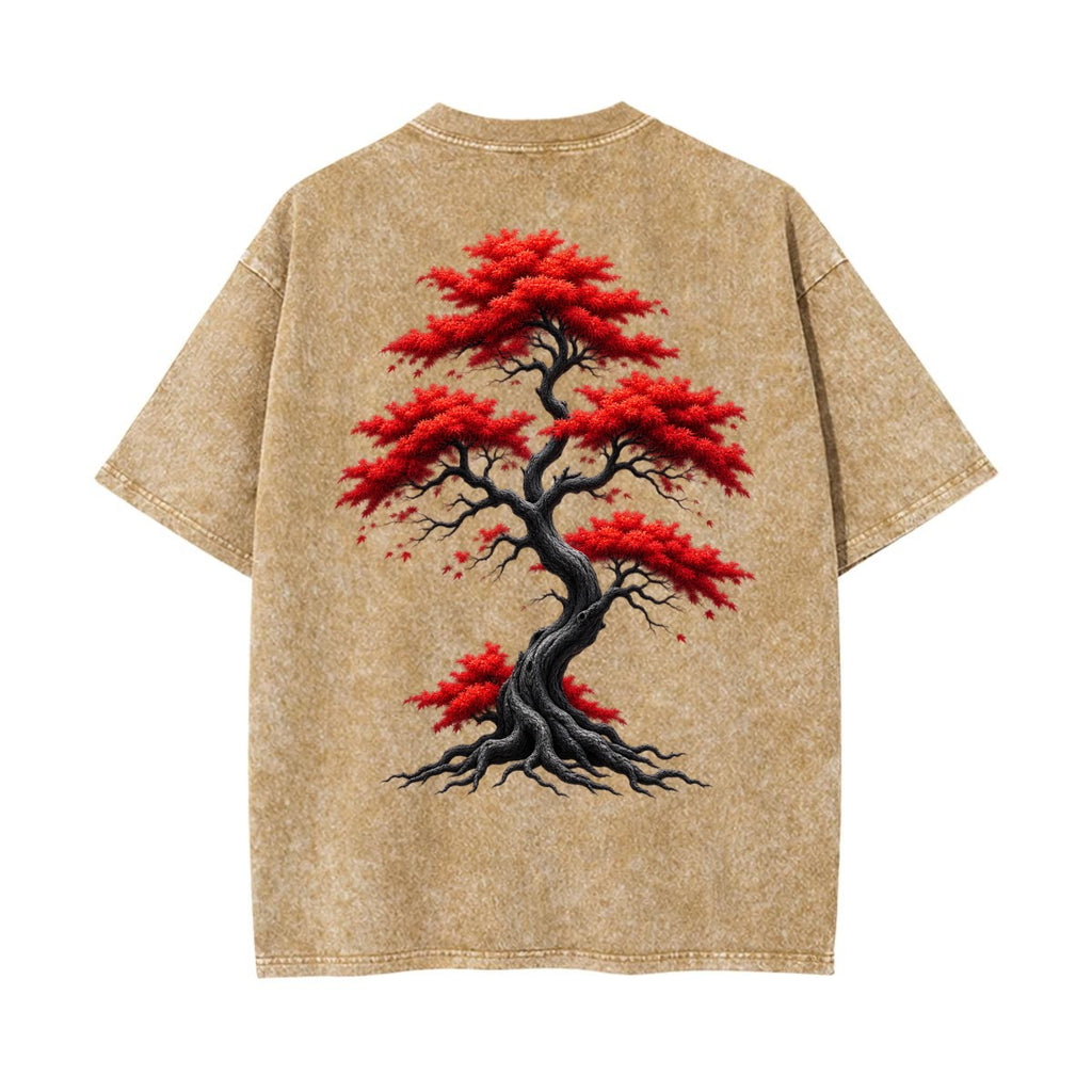 Crimson Moon Garden Front-and-Back Vintage Wash T-Shirt