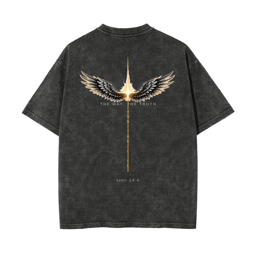 The Way, The Truth Winged Cross 100% Cotton T-Shirt