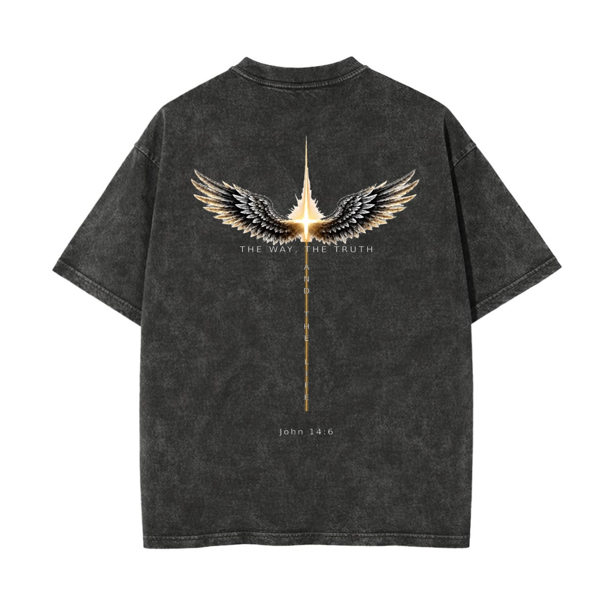 The Way, The Truth Winged Cross 100% Cotton T-Shirt