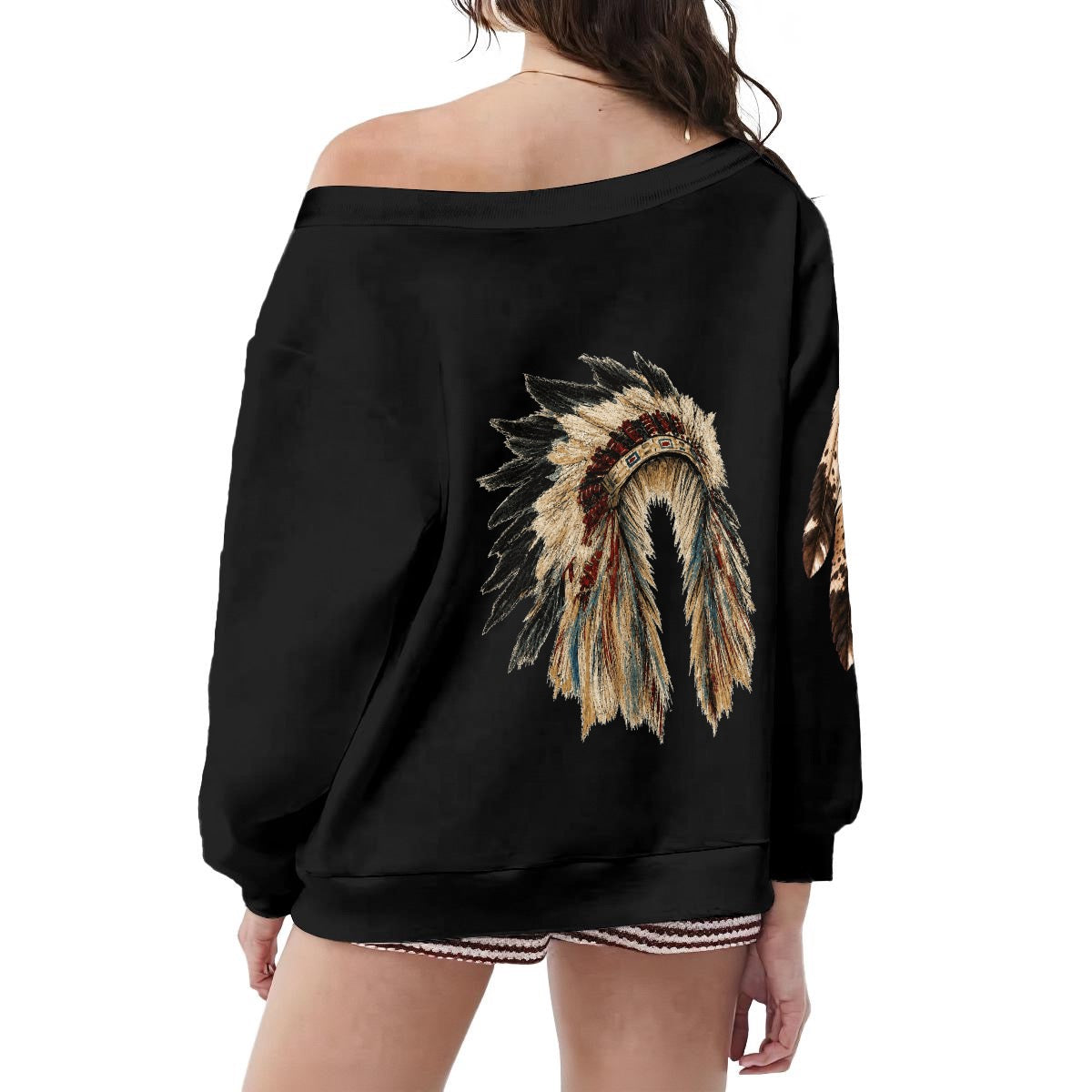 God Wants You Skull & Feather Off-Shoulder Sweatshirt