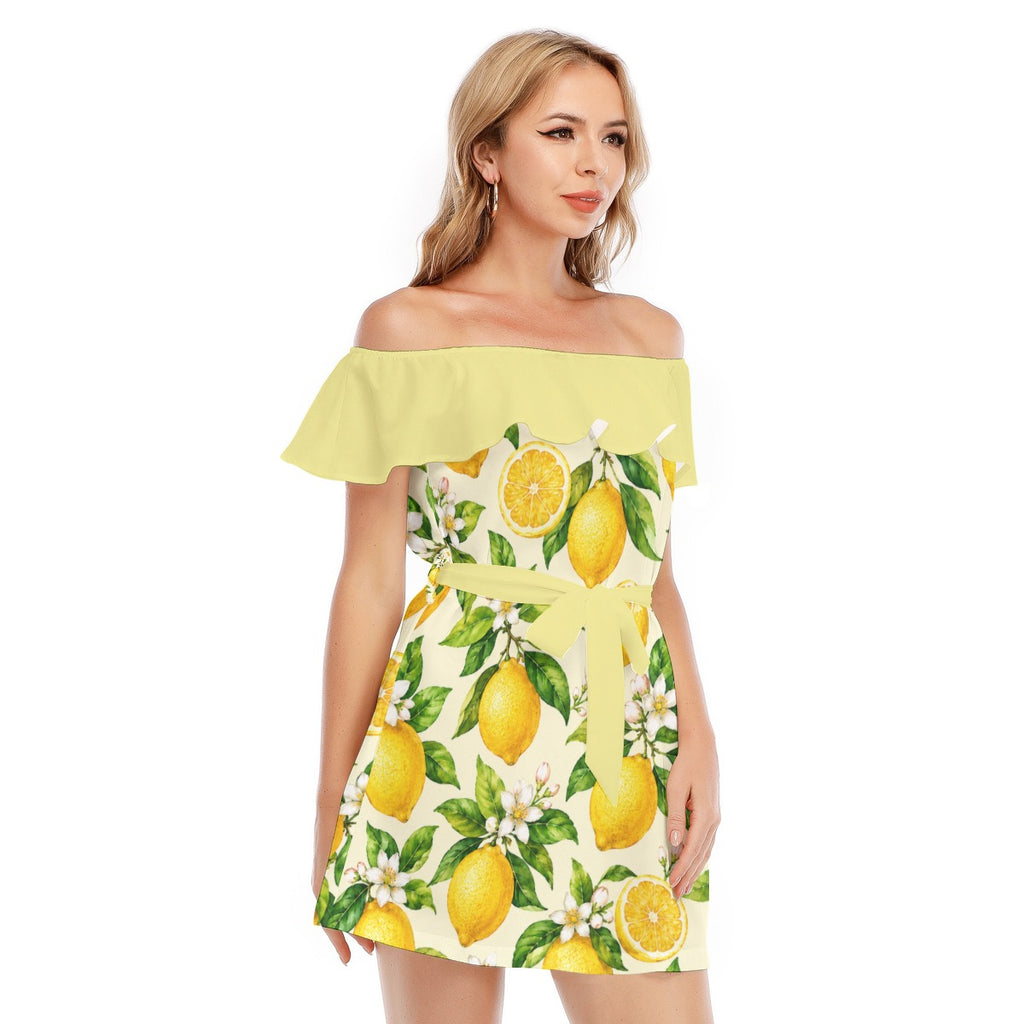 Lemon Blossom Off-the-Shoulder Summer Dress