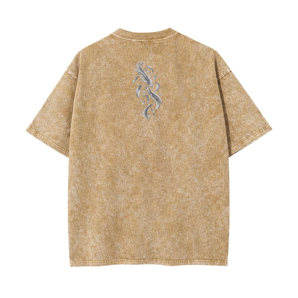 Fallen Angel Warrior Graphic Tee – Vintage Washed Oversized Shirt