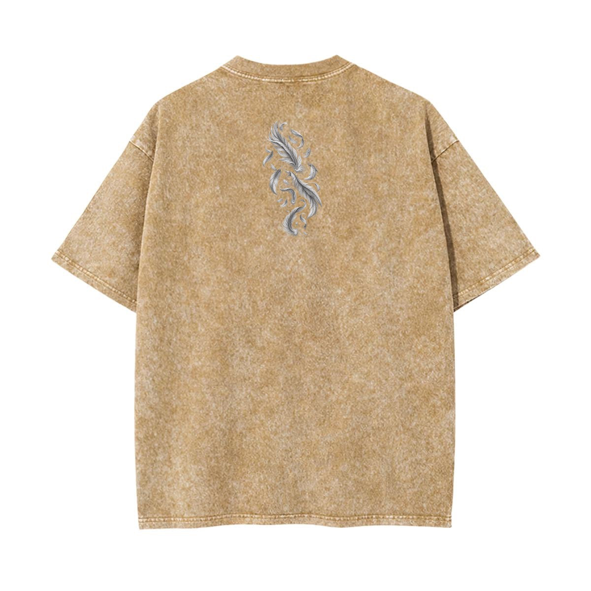 Fallen Angel Warrior Graphic Tee – Vintage Washed Oversized Shirt