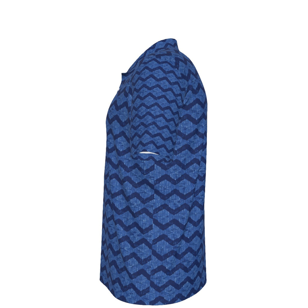 Men’s Indigo Blue Chevron Short-Sleeve Polo Shirt