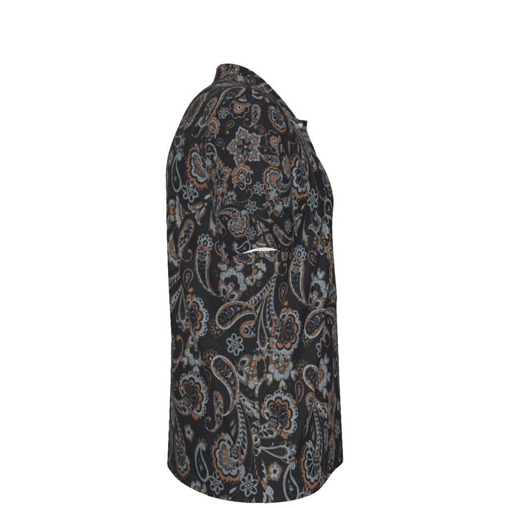 Men’s Vintage Dark Paisley Short-Sleeve Polo Shirt