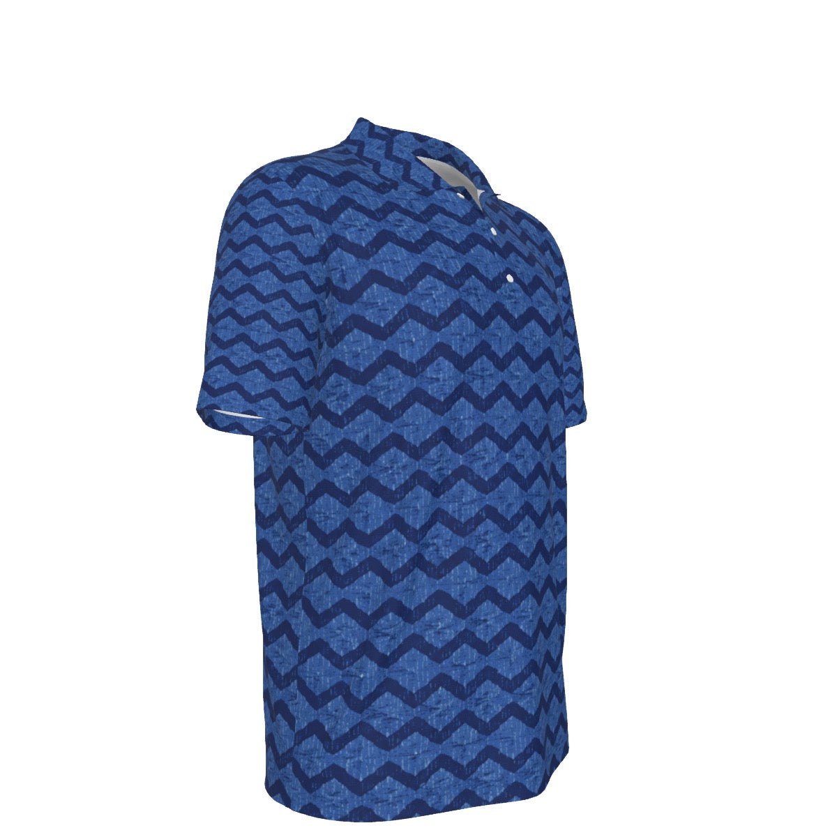Men’s Indigo Blue Chevron Short-Sleeve Polo Shirt