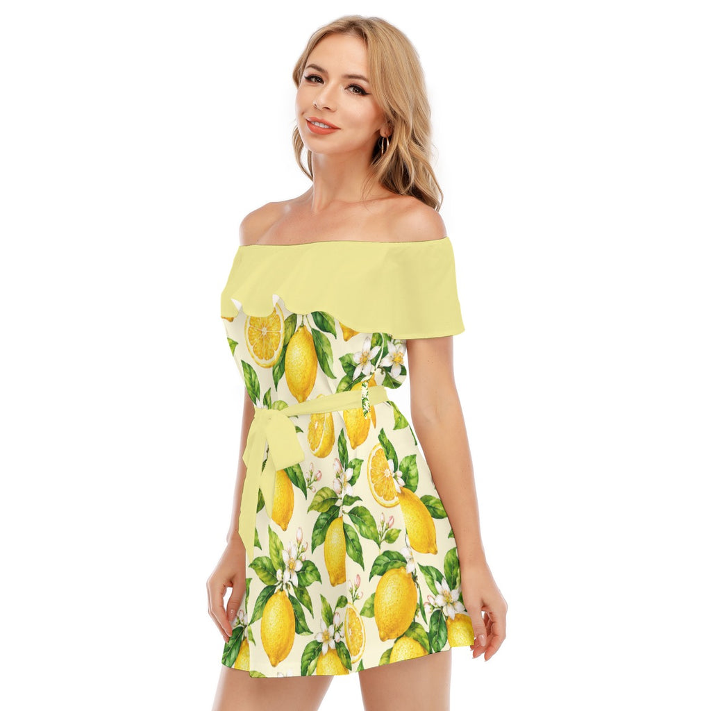 Lemon Blossom Off-the-Shoulder Summer Dress
