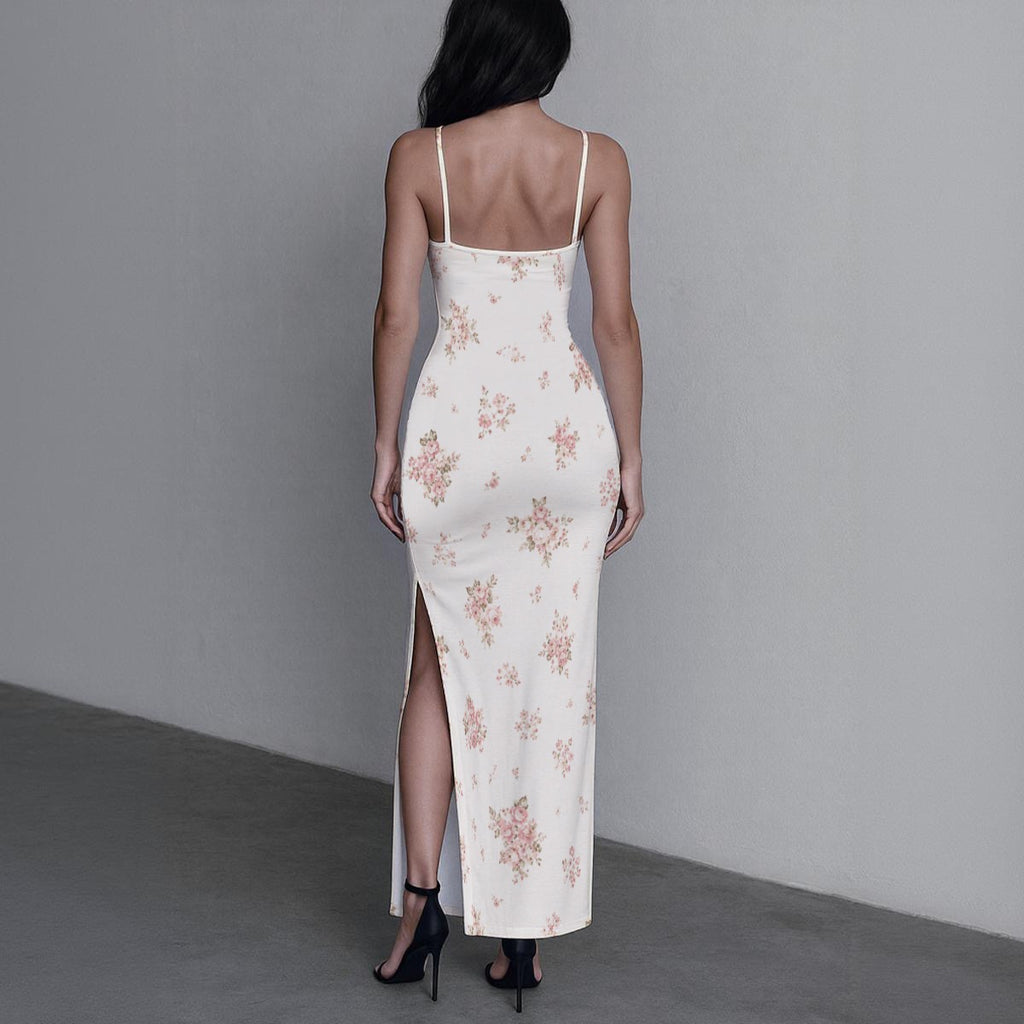 Blushing Garden Floral Slit Maxi Dress