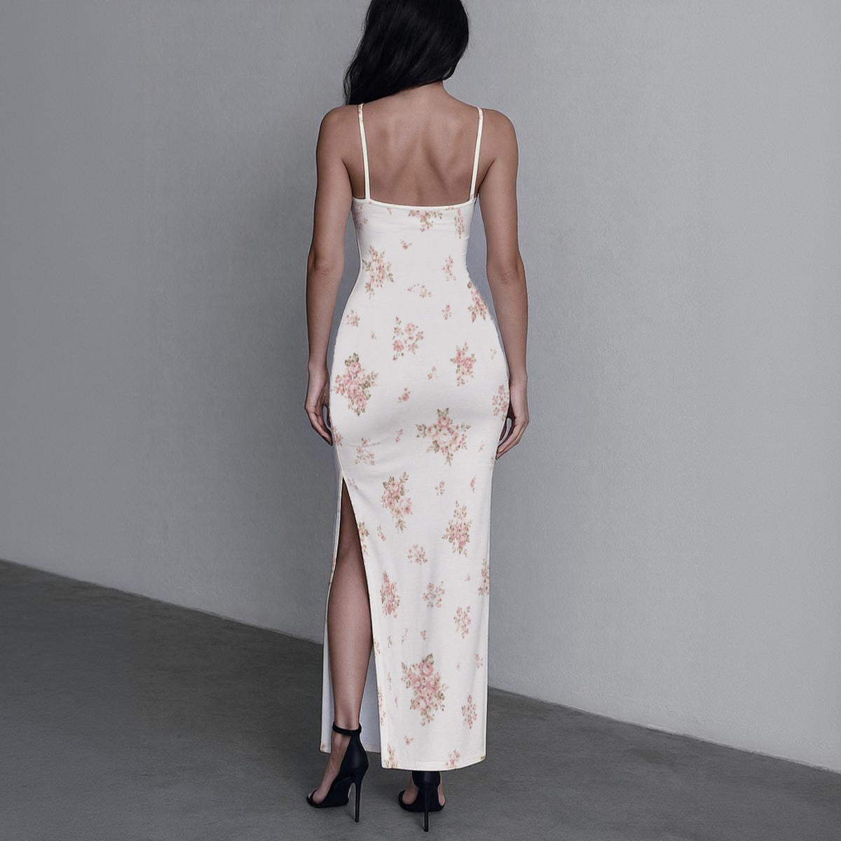 Blushing Garden Floral Slit Maxi Dress