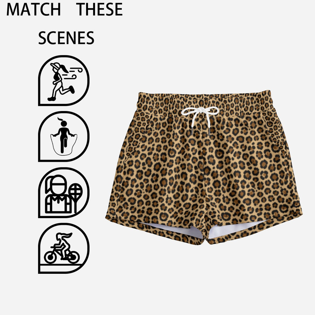 Women’s Brown Leopard Print Drawstring Shorts