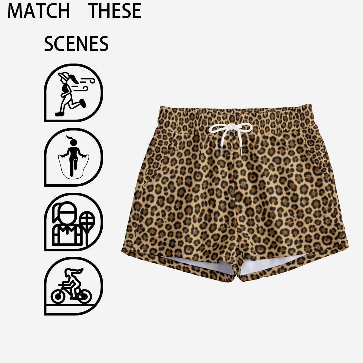 Women’s Brown Leopard Print Drawstring Shorts