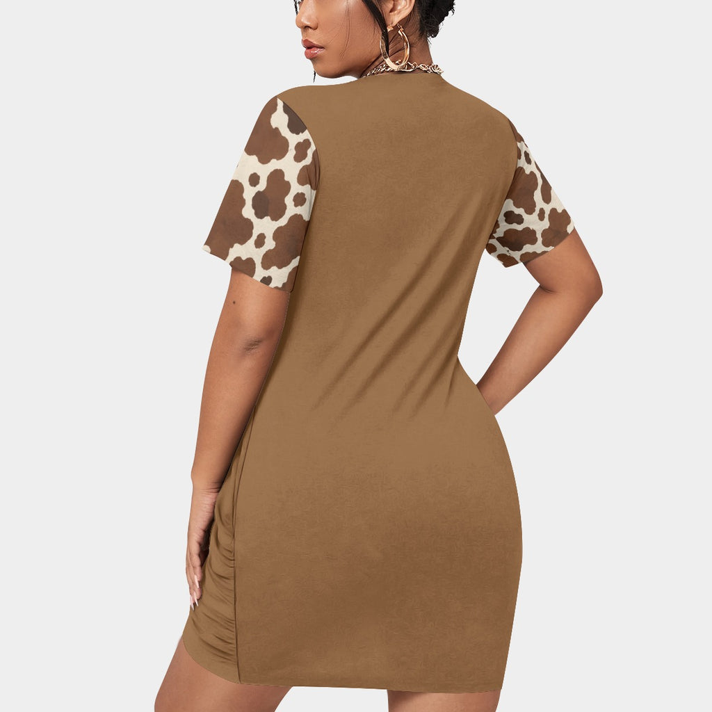 Howdy Darlin’ Western Cow-Print T-Shirt Dress