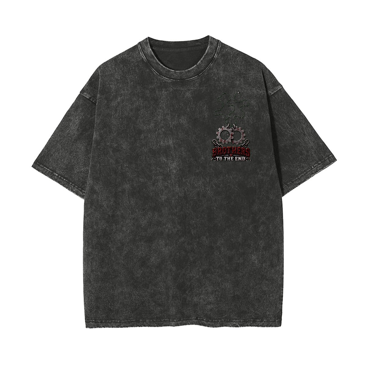 Distressed Skull Gear Graphic T-Shirt – Red & White Gaming Tee