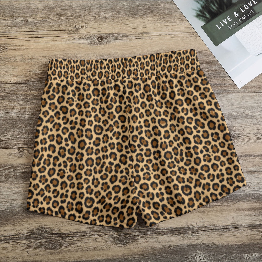 Women’s Brown Leopard Print Drawstring Shorts