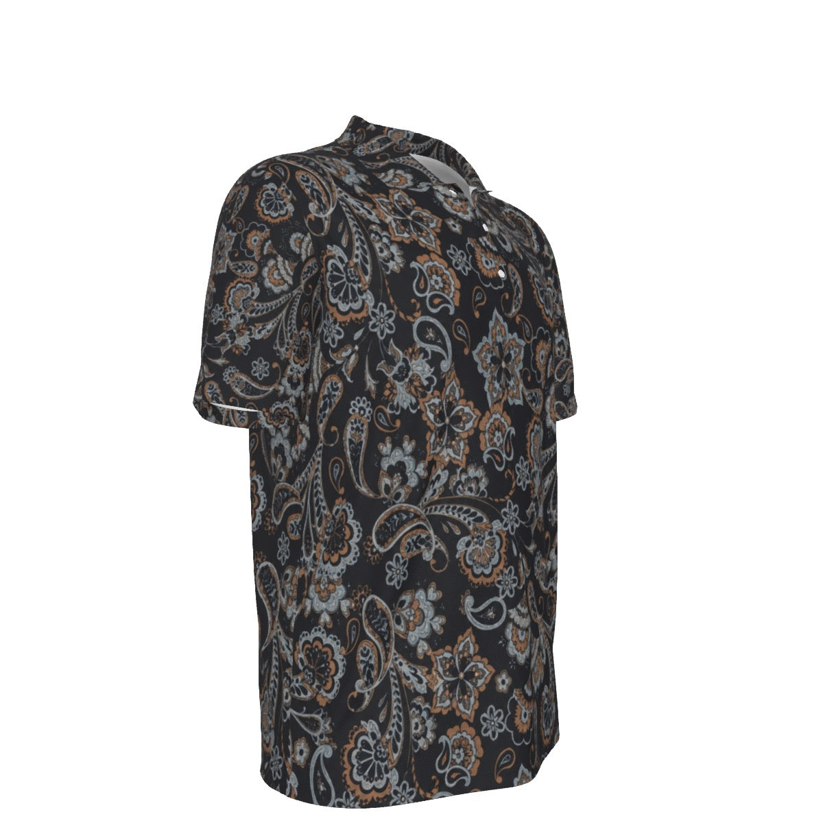 Men’s Vintage Dark Paisley Short-Sleeve Polo Shirt