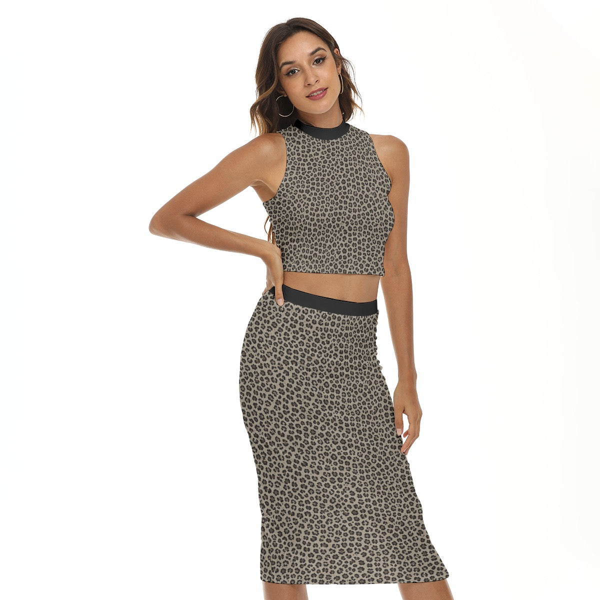 Wild Confidence Leopard Print Two-Piece Skirt Set