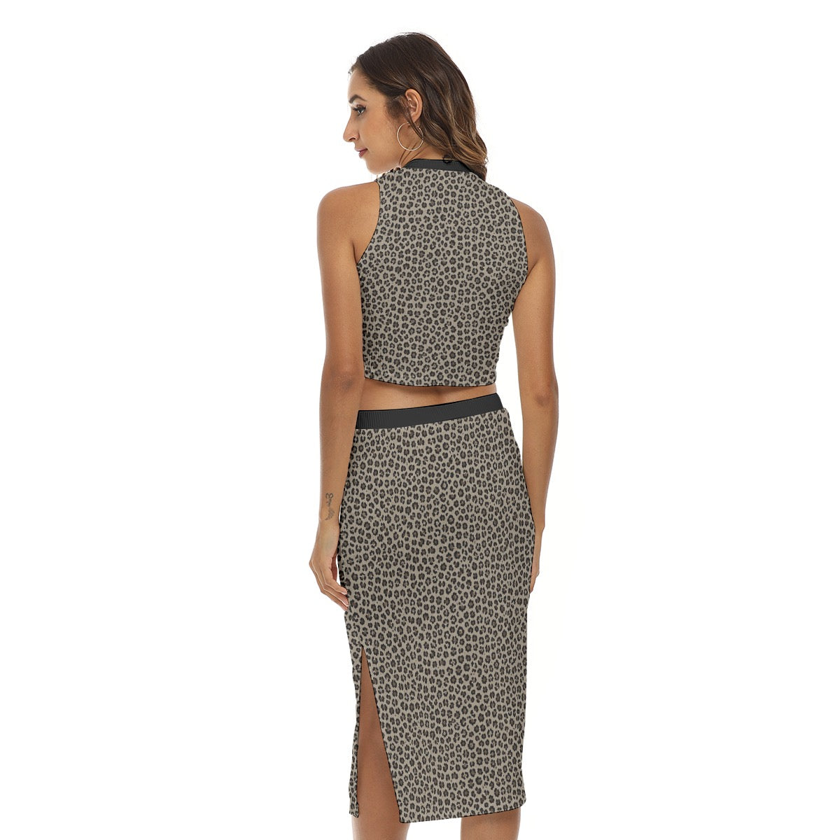 Wild Confidence Leopard Print Two-Piece Skirt Set