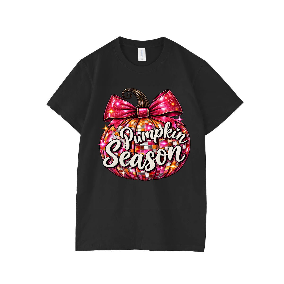 Pumpkin Season Disco Pumpkin Graphic – Pink Glitter Bow Fall Design