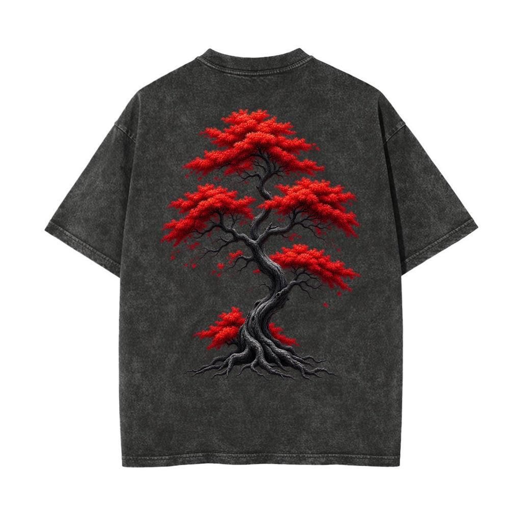 Crimson Moon Garden Front-and-Back Vintage Wash T-Shirt