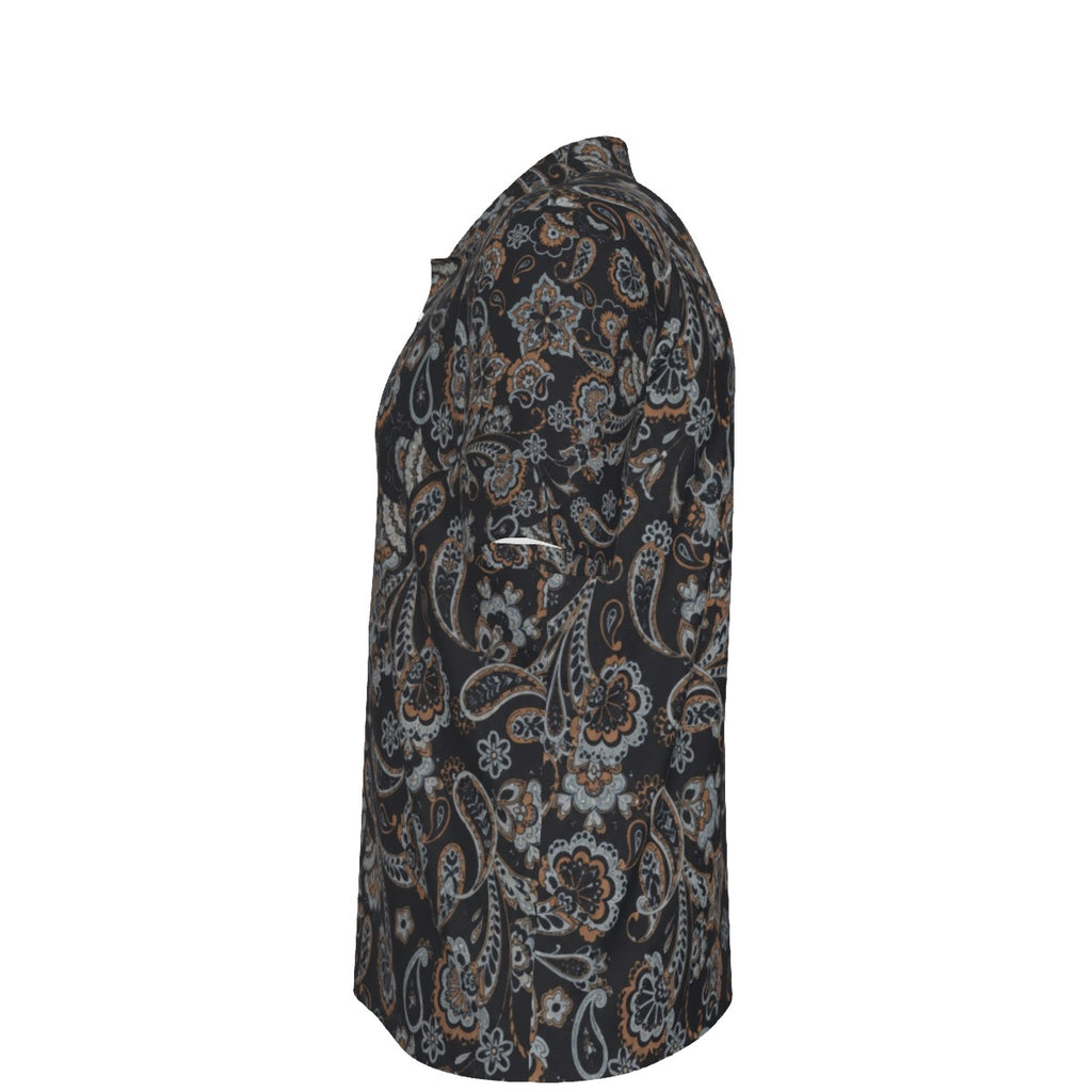 Men’s Vintage Dark Paisley Short-Sleeve Polo Shirt