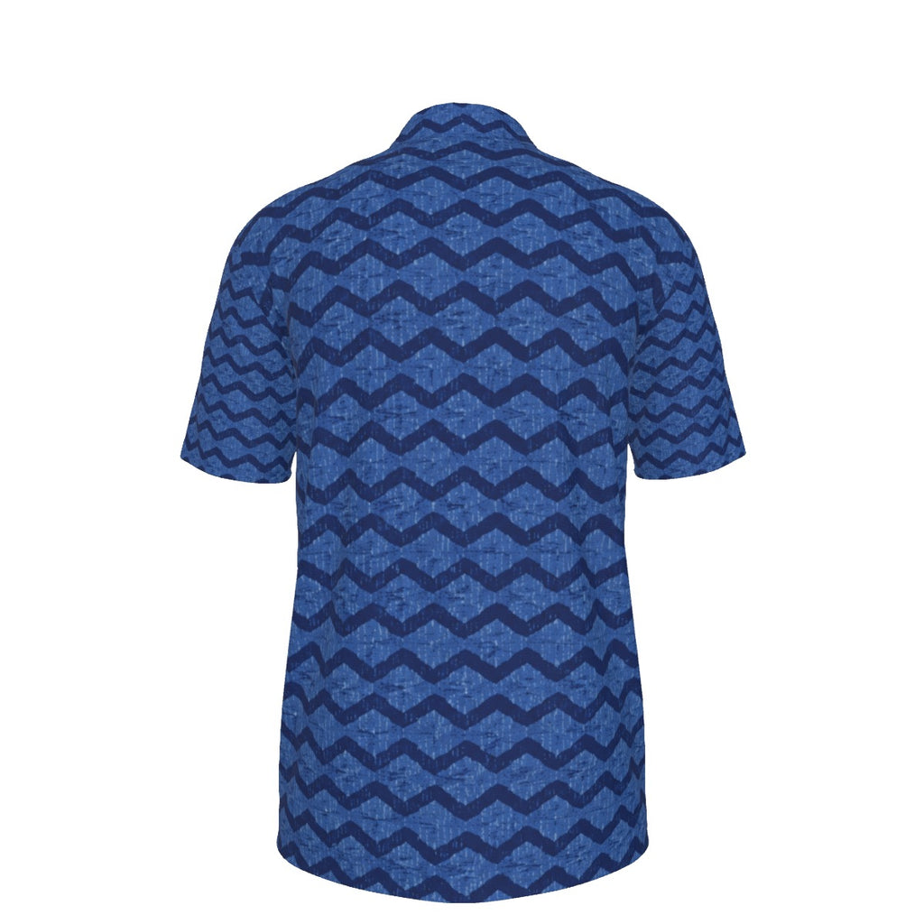 Men’s Indigo Blue Chevron Short-Sleeve Polo Shirt