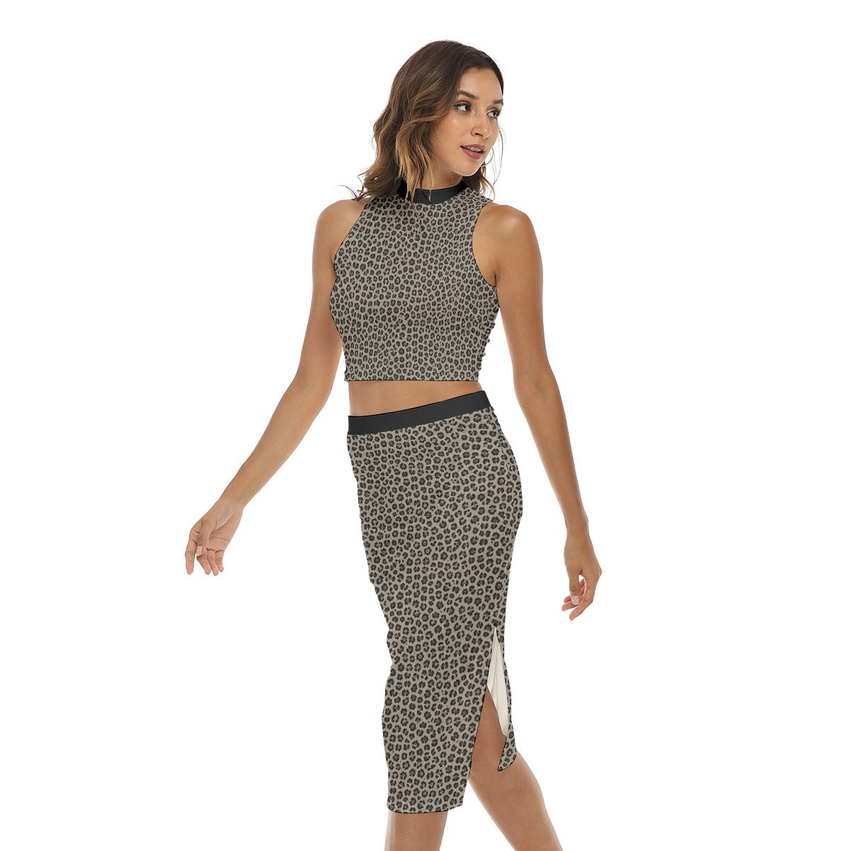 Wild Confidence Leopard Print Two-Piece Skirt Set