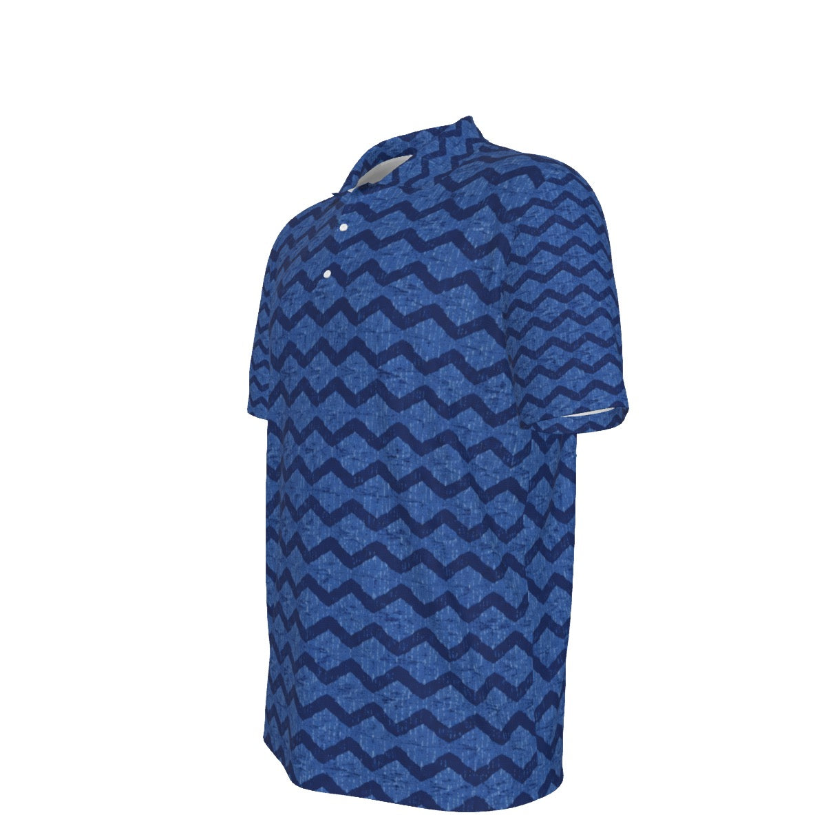 Men’s Indigo Blue Chevron Short-Sleeve Polo Shirt