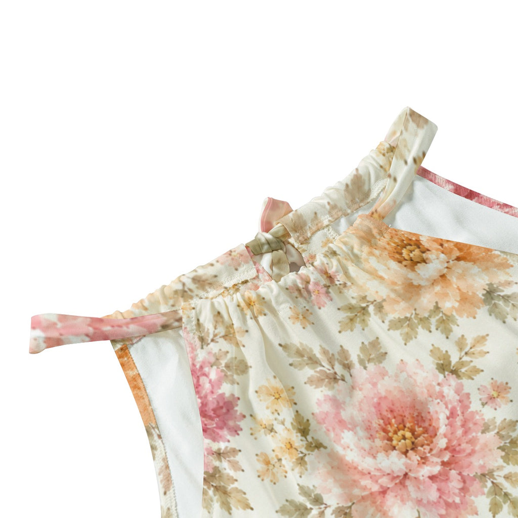 Soft Autumn Floral Halter Neck Women’s Dress