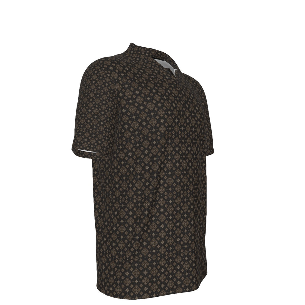 Men’s Vintage Geometric Print Short-Sleeve Polo Shirt