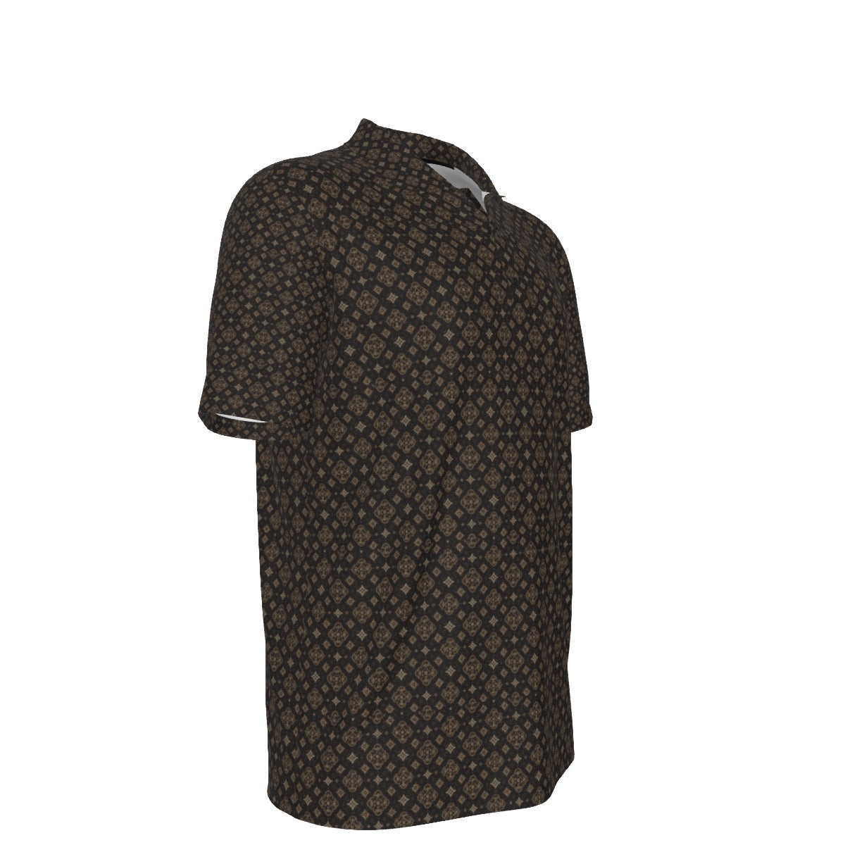 Men’s Vintage Geometric Print Short-Sleeve Polo Shirt