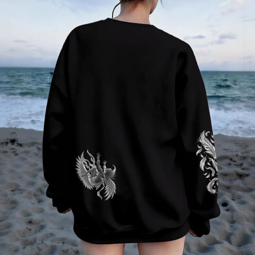 Honor Your Maker Angel Graphic Oversized Sweatshirt