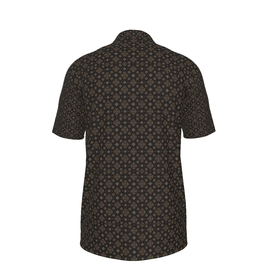 Men’s Vintage Geometric Print Short-Sleeve Polo Shirt