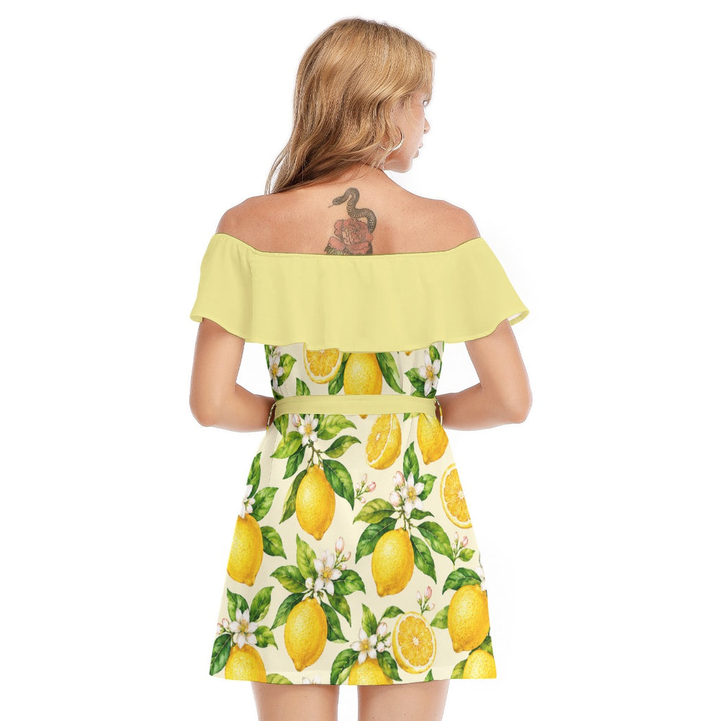 Lemon Blossom Off-the-Shoulder Summer Dress