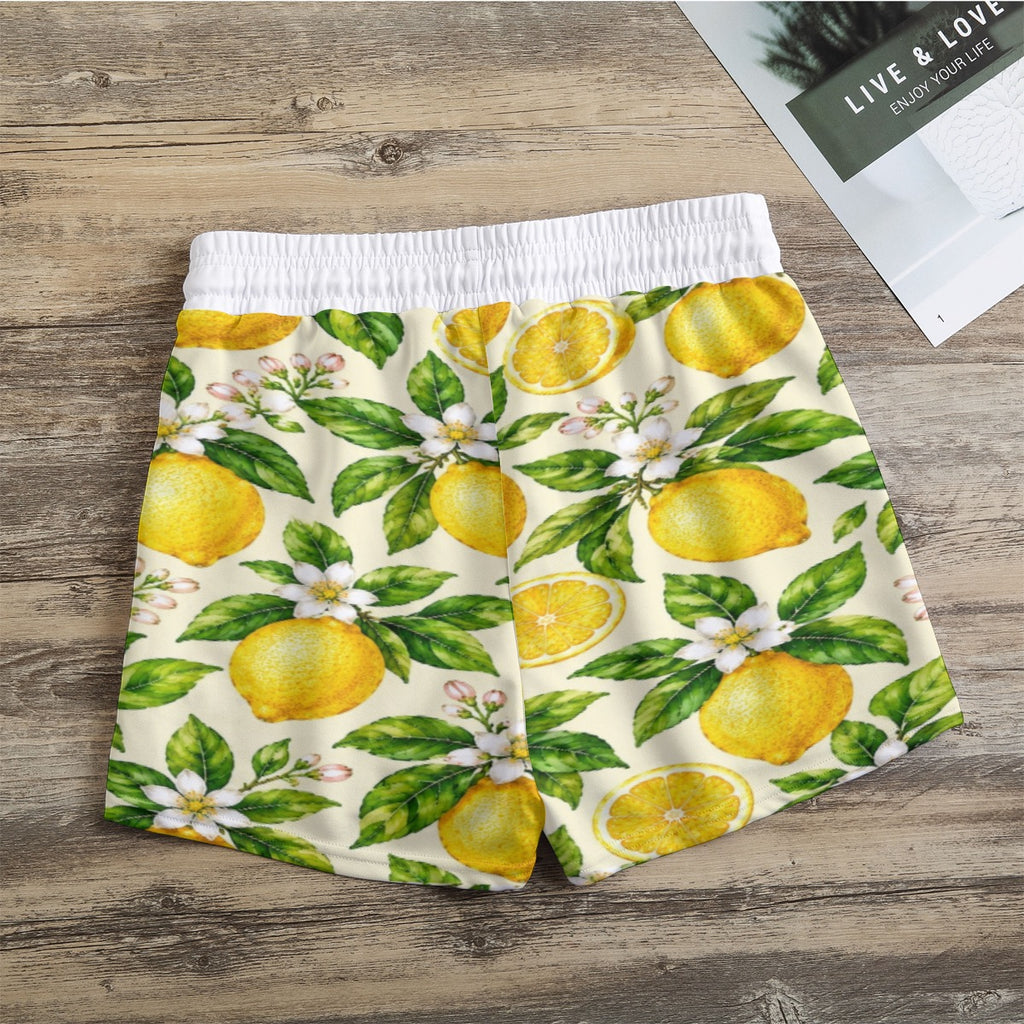 Lemon Blossom Summer Drawstring Shorts.