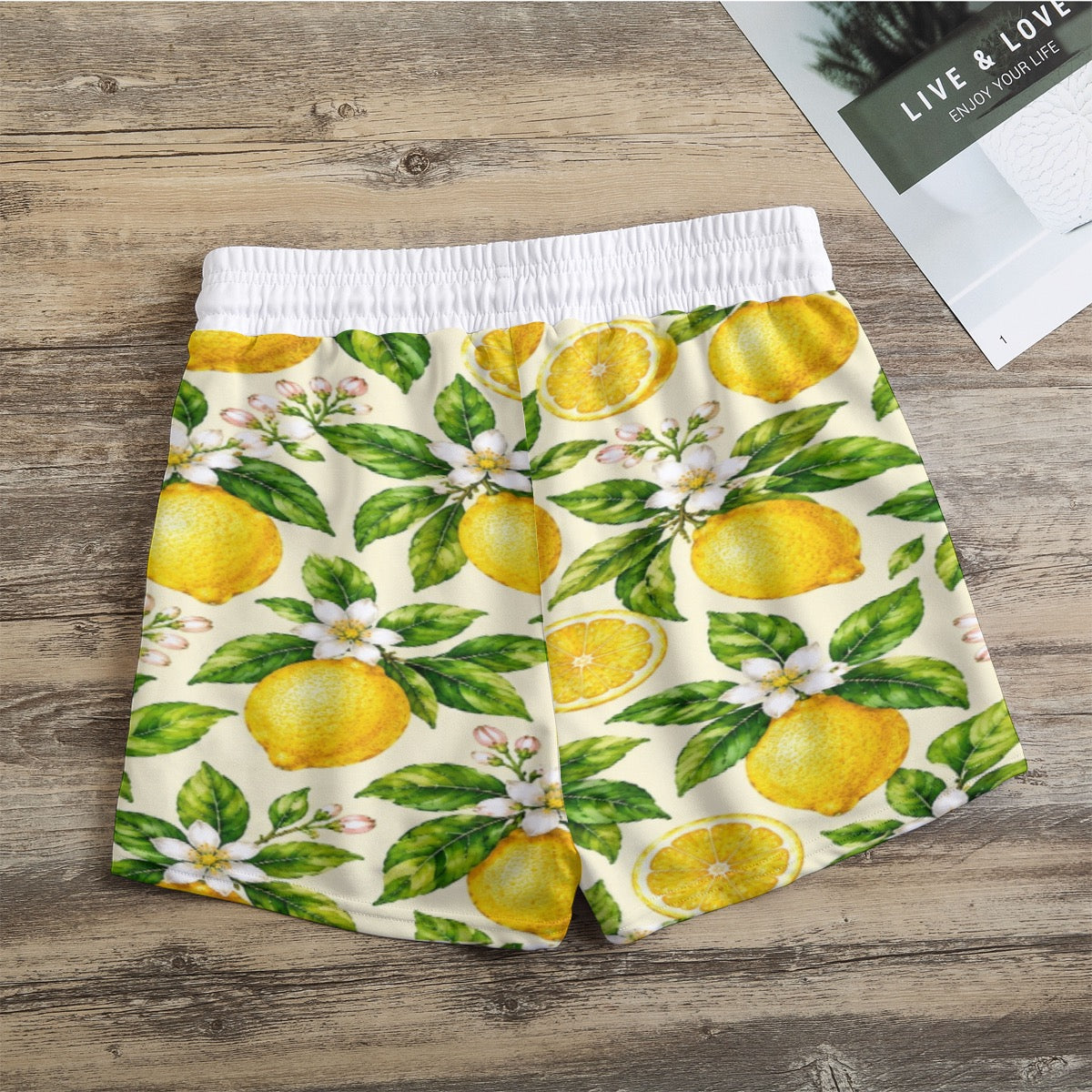 Lemon Blossom Summer Drawstring Shorts.