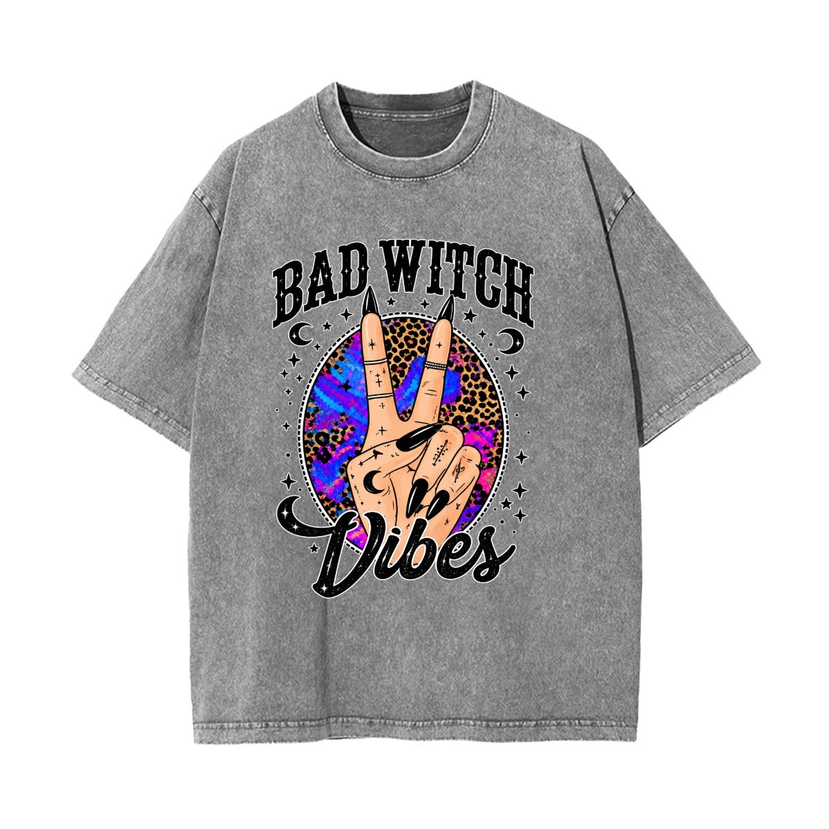 Bad Witch Vibes Graphic T-Shirt – Witchy Halloween Peace Sign Tee