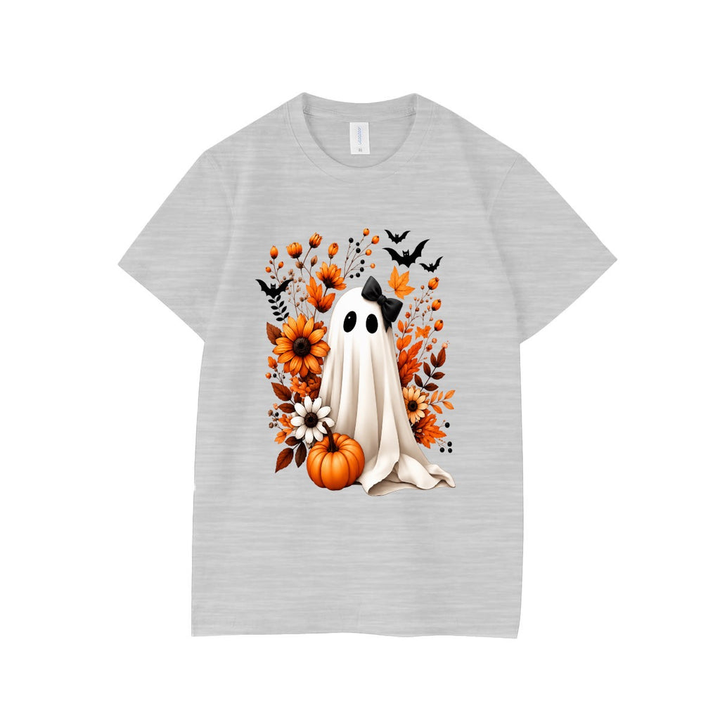 Cute Fall Ghost & Pumpkin Graphic – Autumn Floral Halloween Design