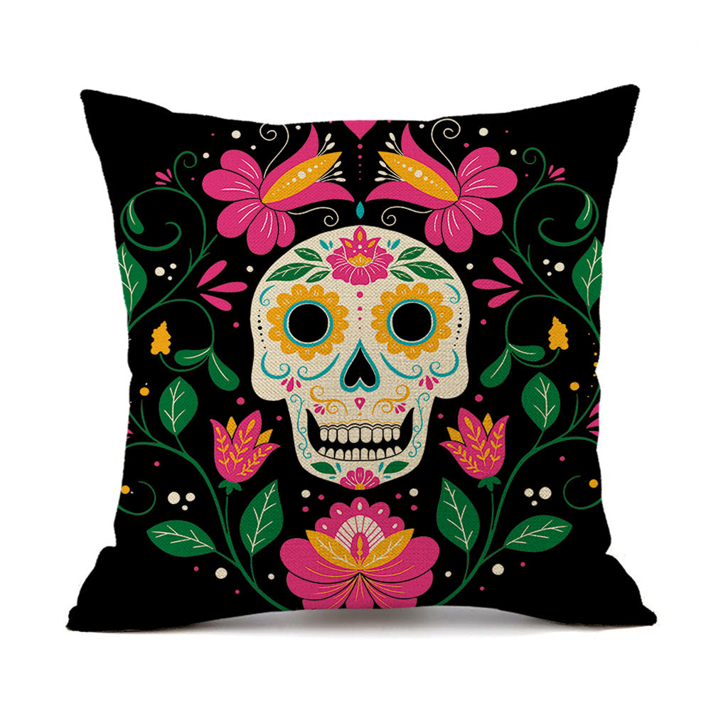 Day of the Dead Sugar Skull Throw Pillow Cover