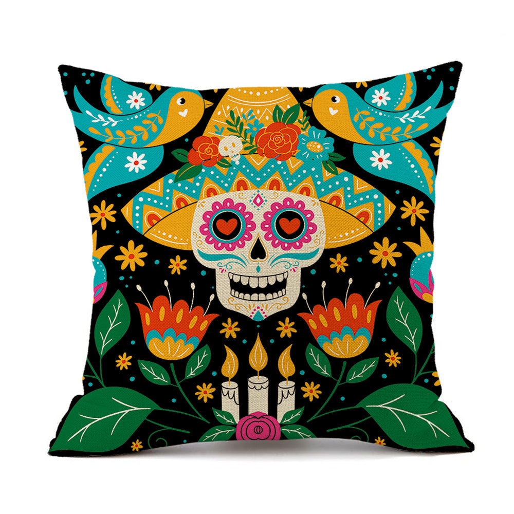 Day of the Dead Sugar Skull Throw Pillow Cover