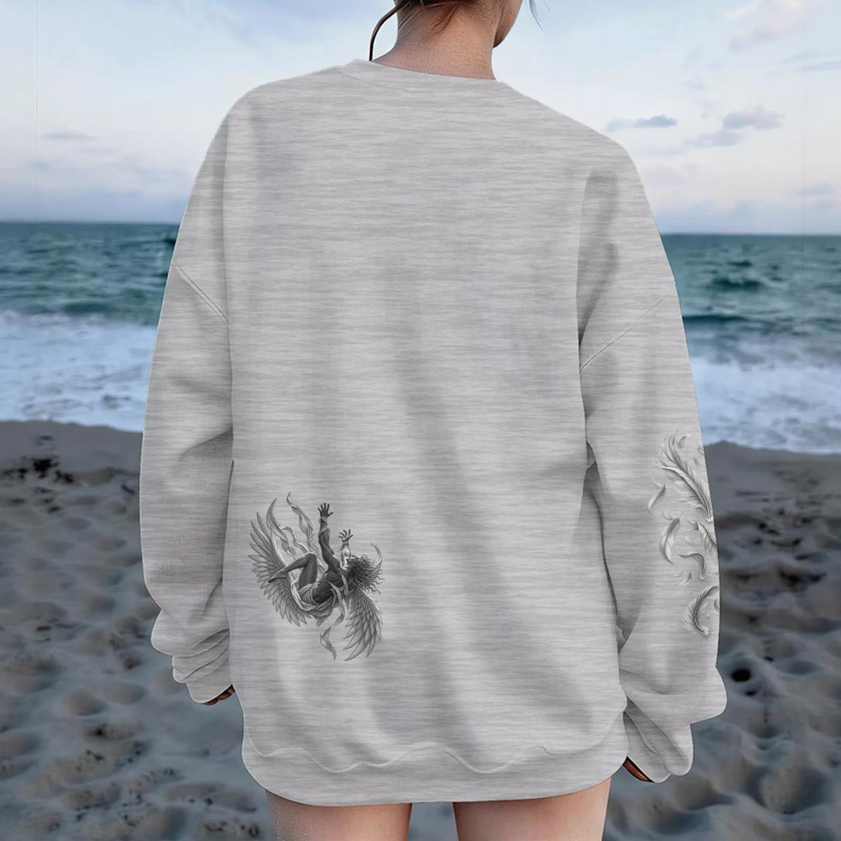 Honor Your Maker Angel Graphic Oversized Sweatshirt