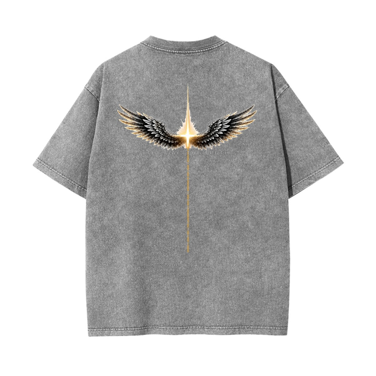 The Way, The Truth Winged Cross 100% Cotton T-Shirt