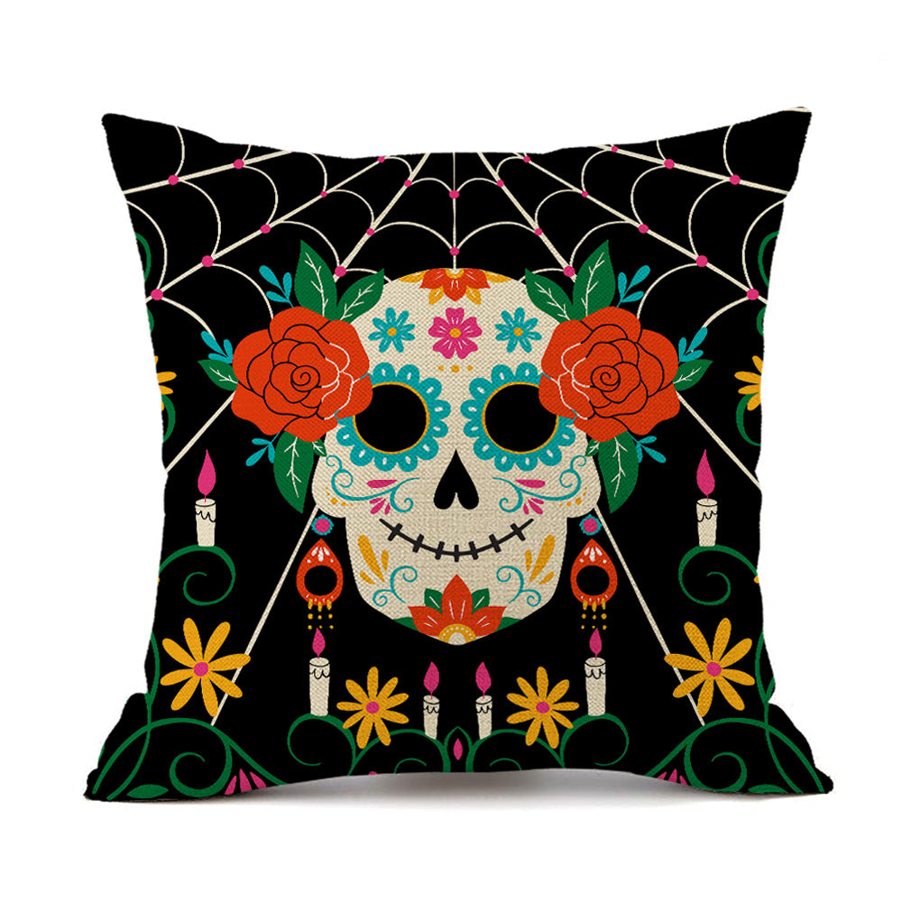 Day of the Dead Sugar Skull Throw Pillow Cover