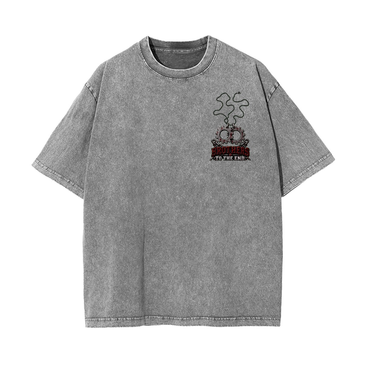 Distressed Skull Gear Graphic T-Shirt – Red & White Gaming Tee