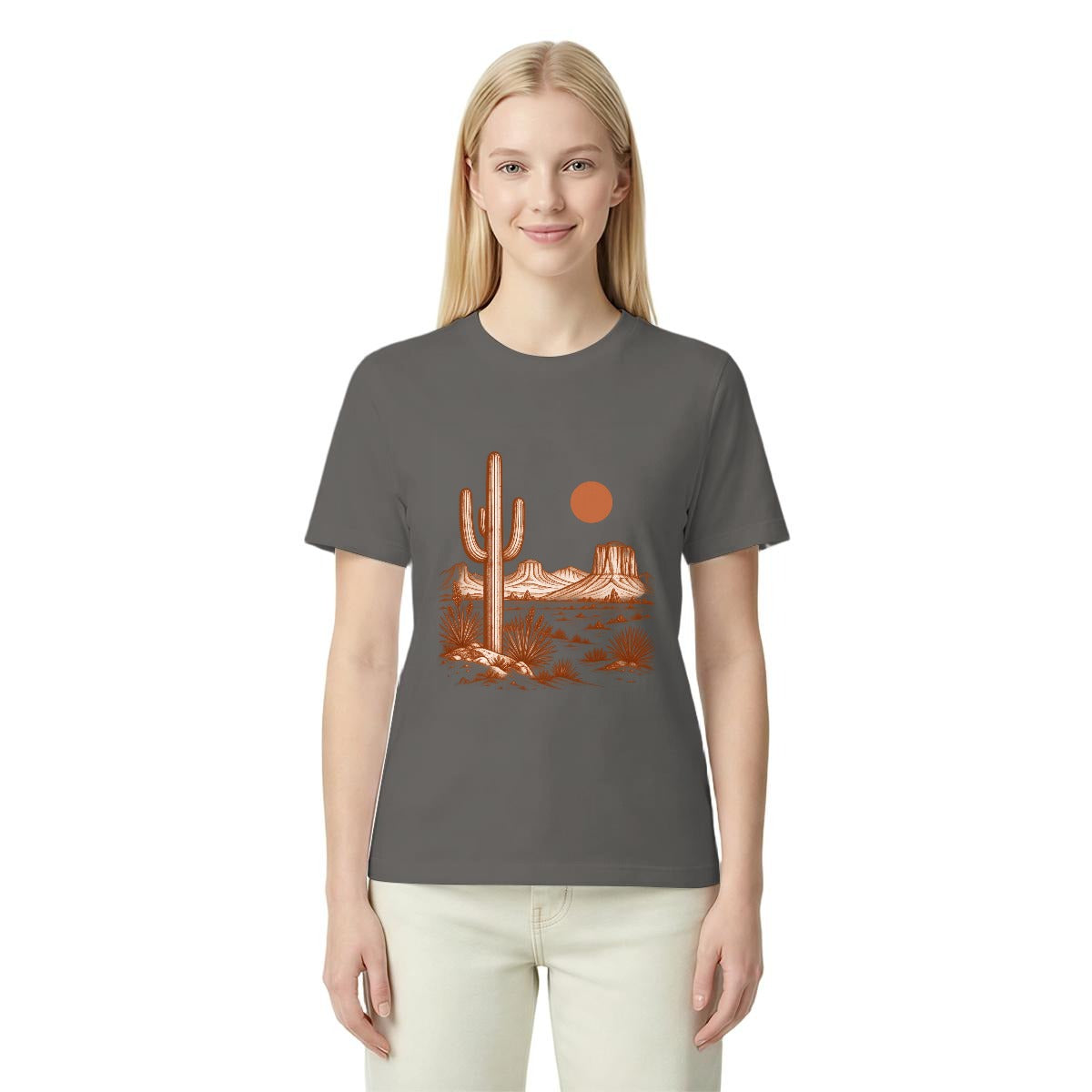 Women’s Western Desert Sunset Cactus Graphic T-Shirt