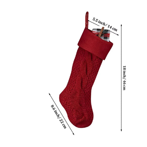 2026 Christmas Home Wall Decoration Cute Large Knitted Yarn Eco-Friendly Soft Acrylic Fiber Embroidery Stocking Gift Bag 18inch