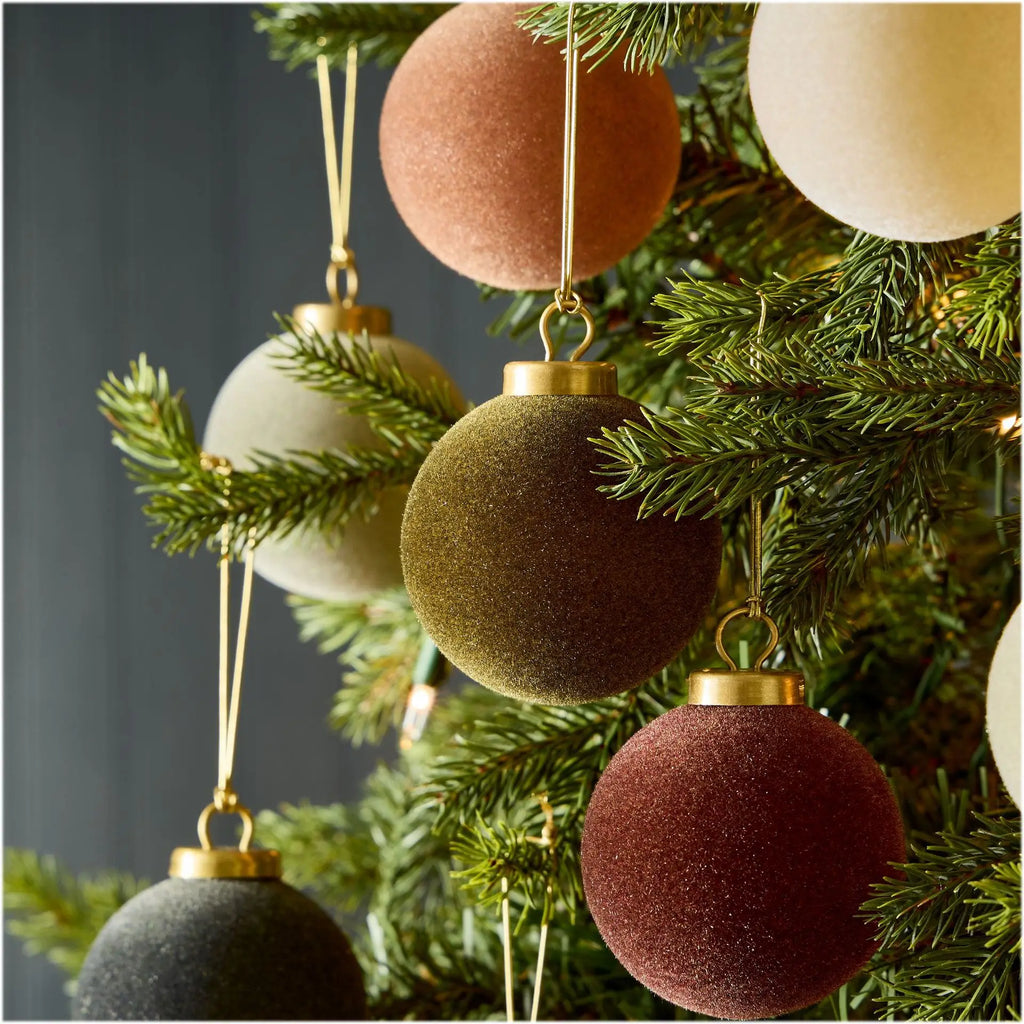 Luxury Flocked Christmas Ball Ornaments – 9-Piece Holiday Set