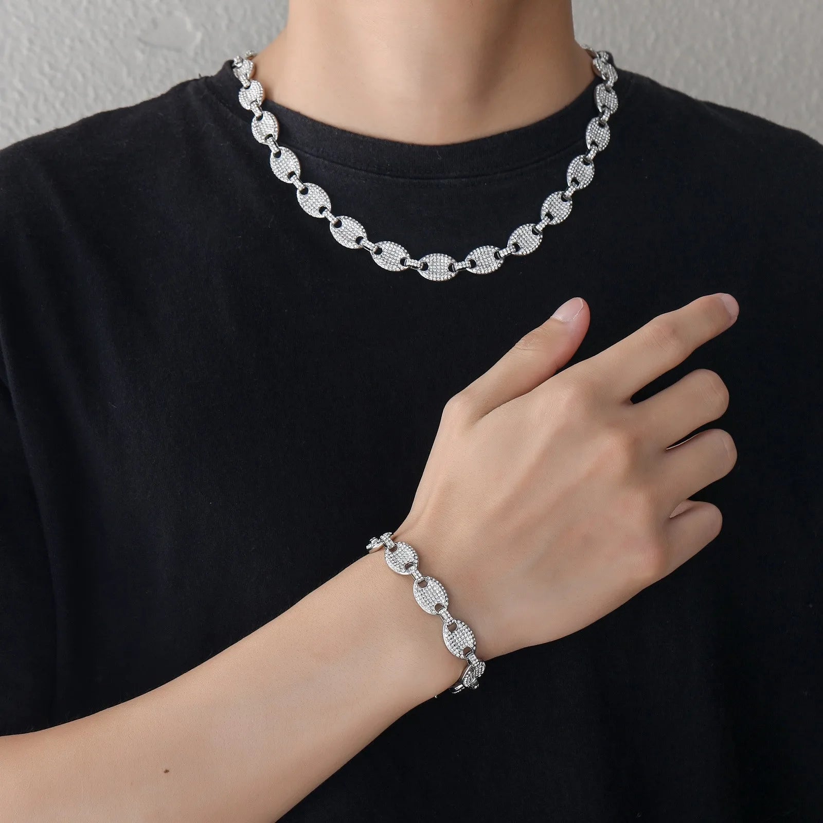 12mm Miami Cuban Link Necklace – Coffee Bean Chain | Unisex Hip-Hop Jewelry