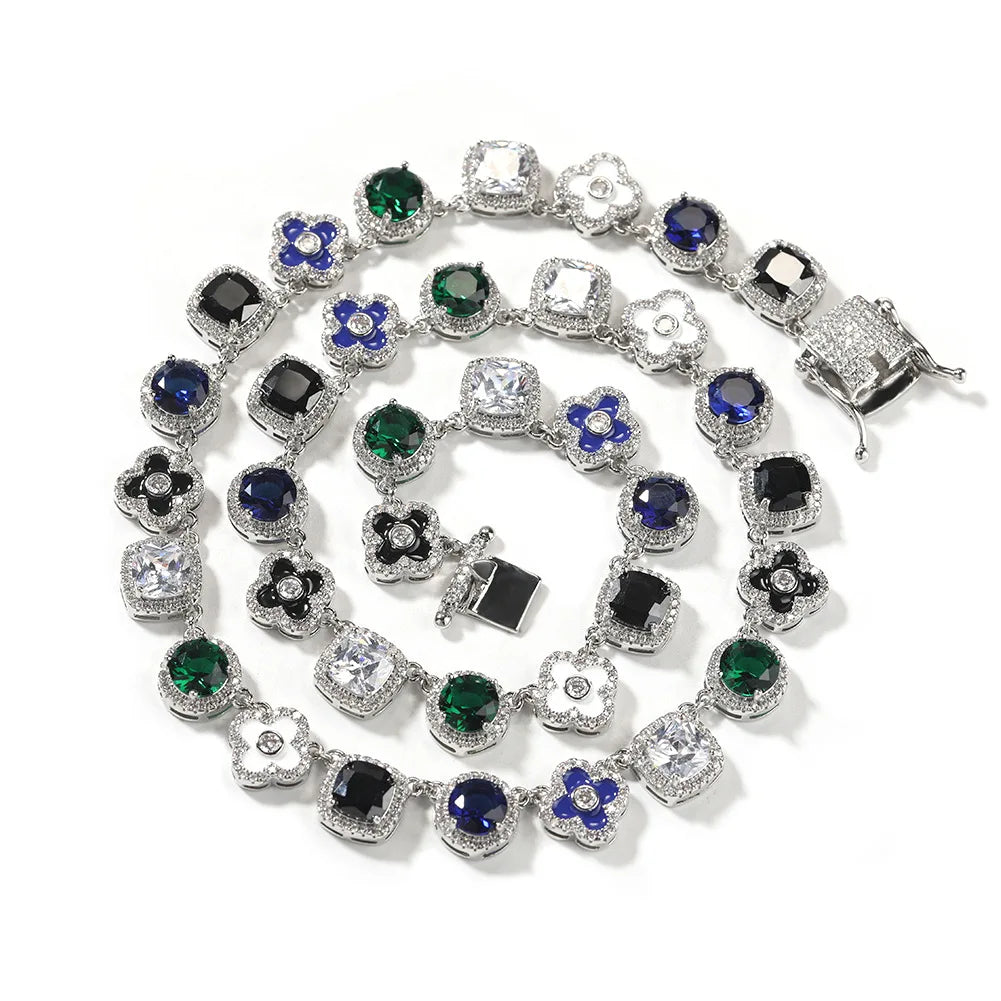 Luxury Clover Cubic Zirconia Necklace – Gold & Silver Finish